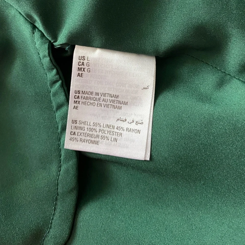 Alfani Women Green Ruffled Tiered Sleeveless Linen-Blend Maxi Dress Size Large - Picture 7 of 8